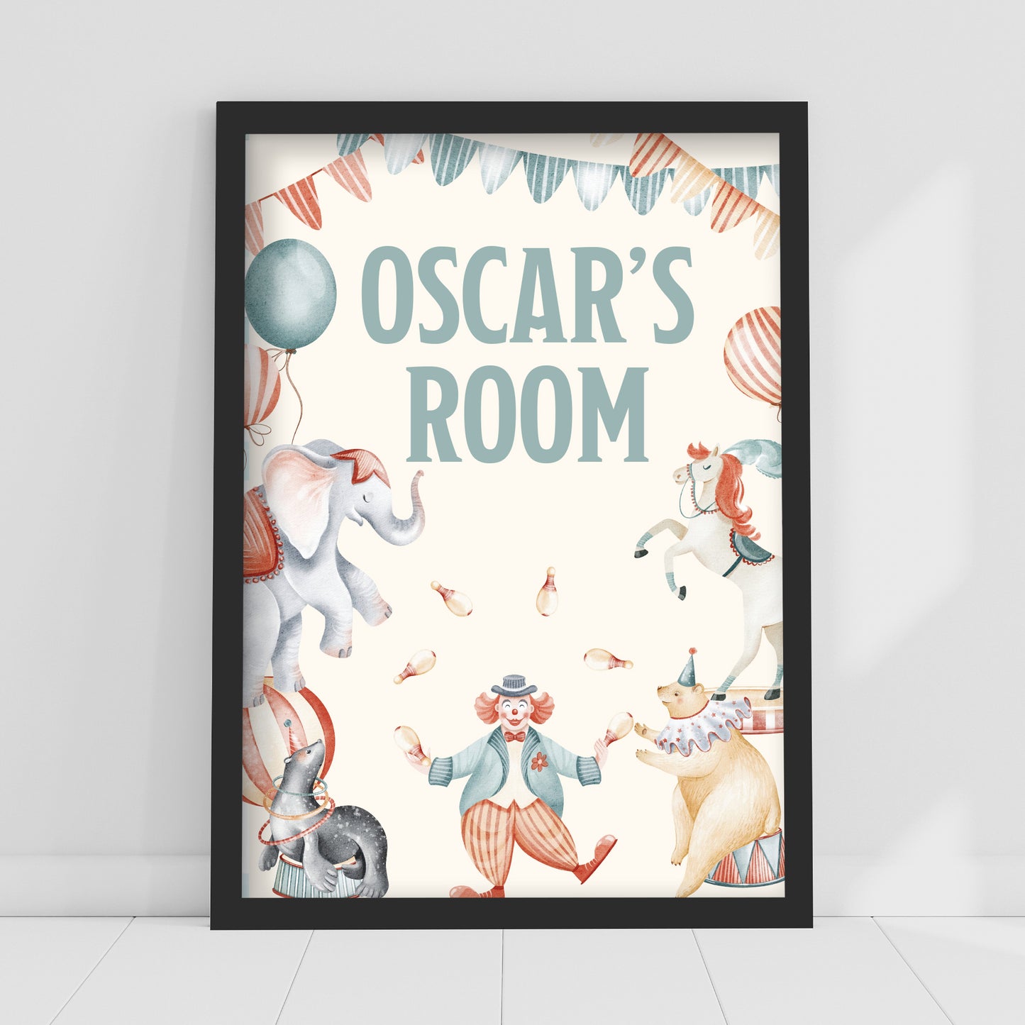 Circus Print - Watercolour Animals Personalised Poster Wall Art