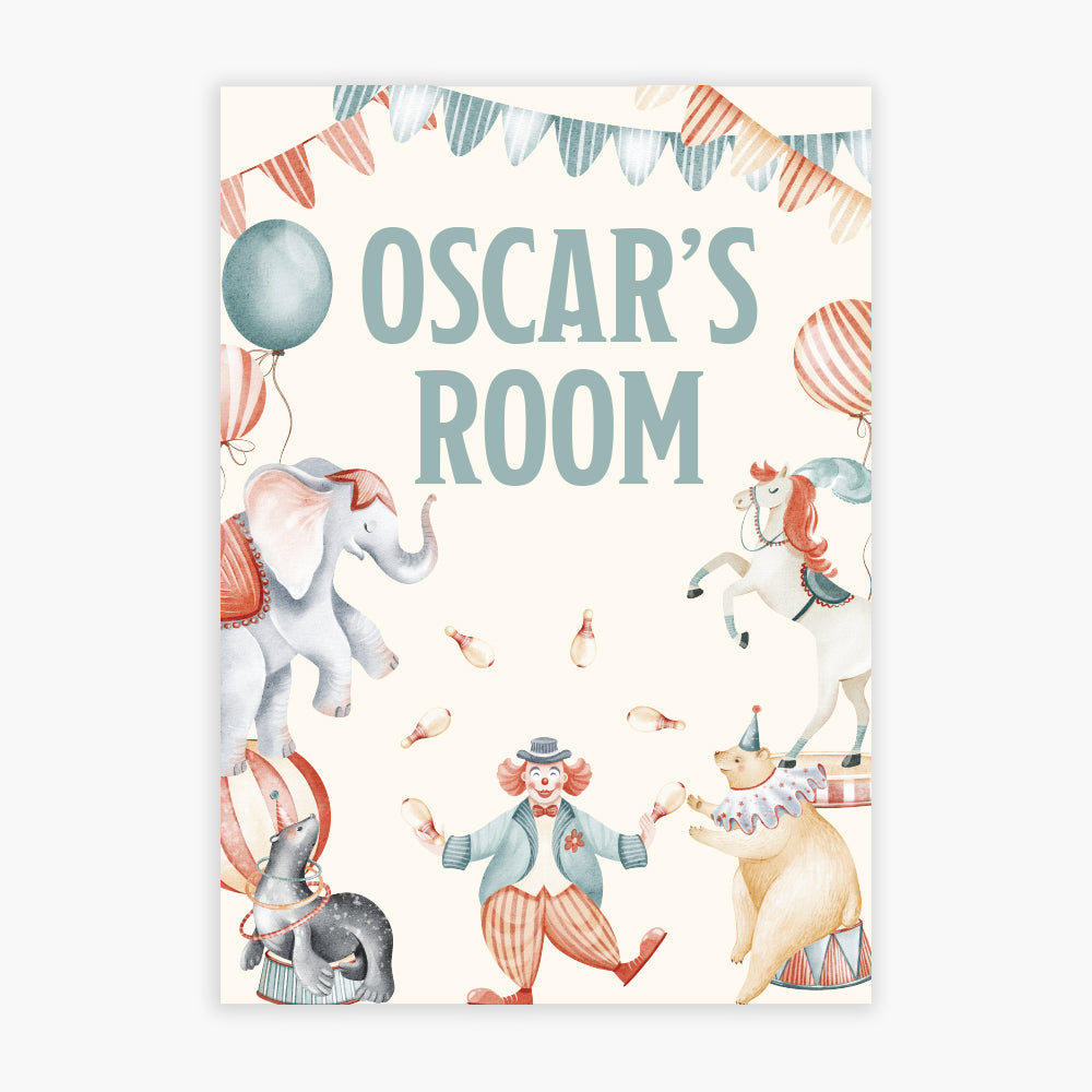 Circus Print - Watercolour Animals Personalised Poster Wall Art