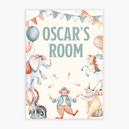 Circus Print - Watercolour Animals Personalised Poster Wall Art