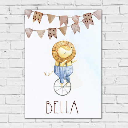 Circus Print - Watercolour Lion Personalised Poster Wall Art