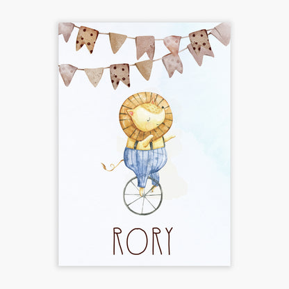 Circus Print - Watercolour Lion Personalised Poster Wall Art