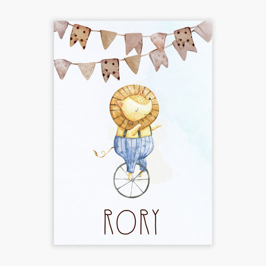 Circus Print - Watercolour Lion Personalised Poster Wall Art