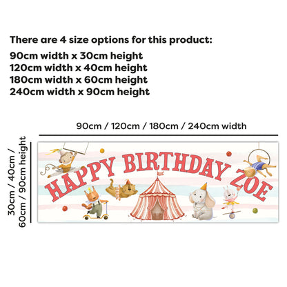 Circus Birthday - Pink And Blue Stripes Watercolour Banner Wall Sticker