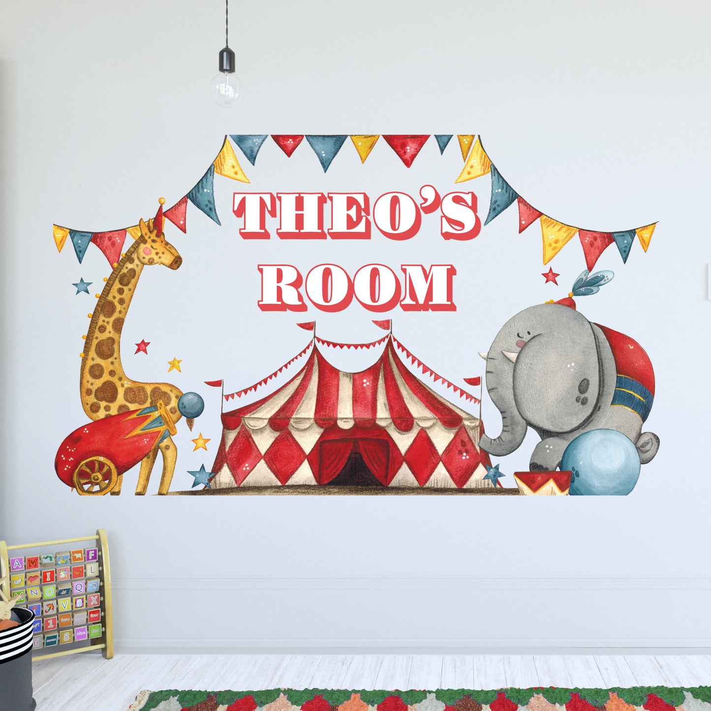 Circus Wall Sticker - Tent With Animals Personalised Wall Art