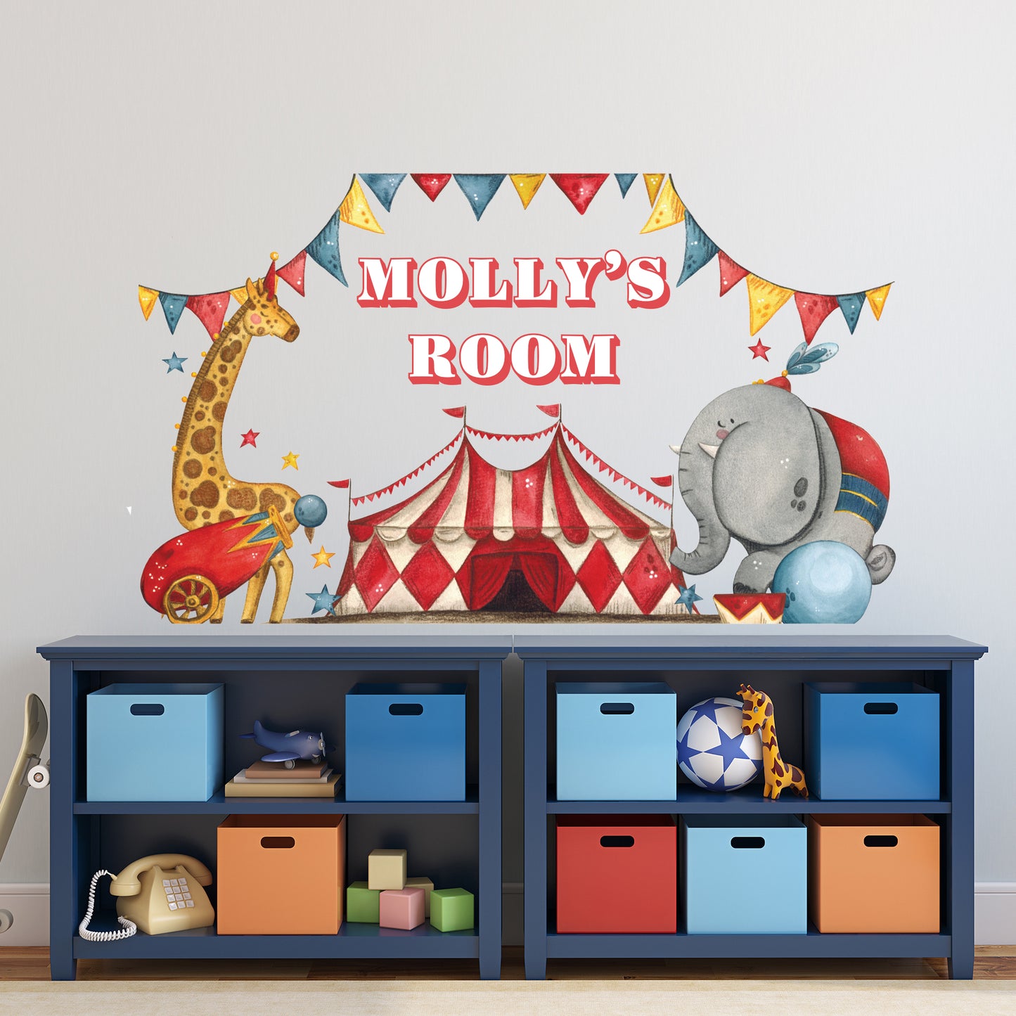 Circus Wall Sticker - Tent With Animals Personalised Wall Art