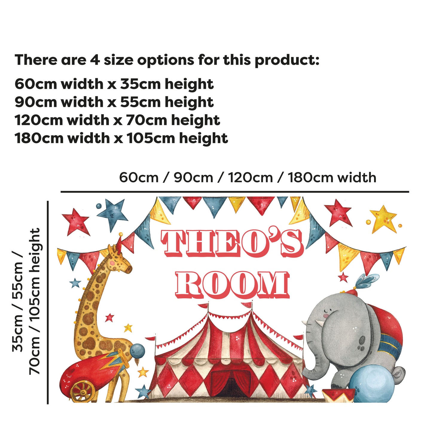 Circus Wall Sticker - Tent With Animals Personalised Wall Art