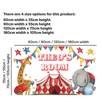 Circus Wall Sticker - Tent With Animals Personalised Wall Art