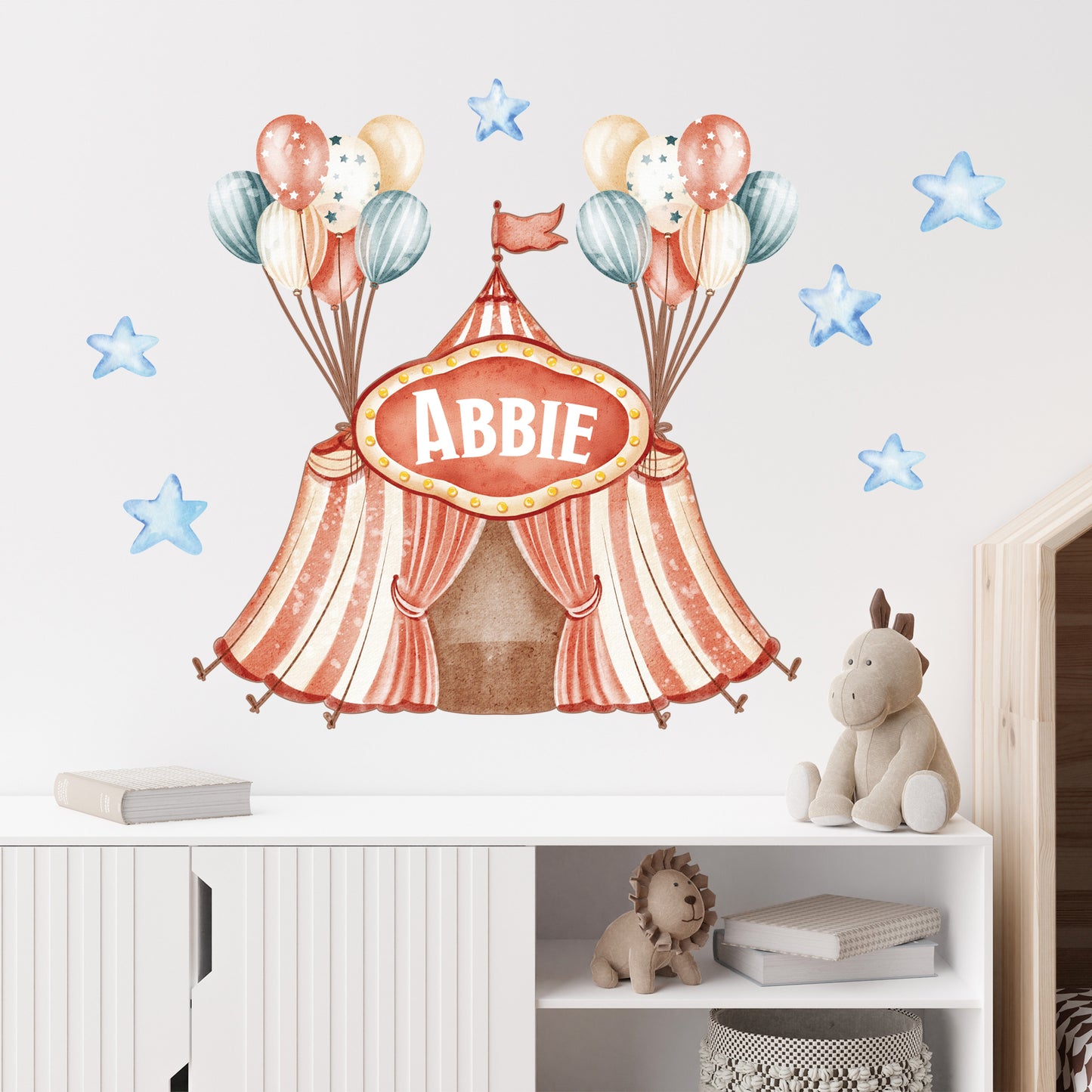 Circus Wall Sticker - Tent With Balloons Personalised Wall Art