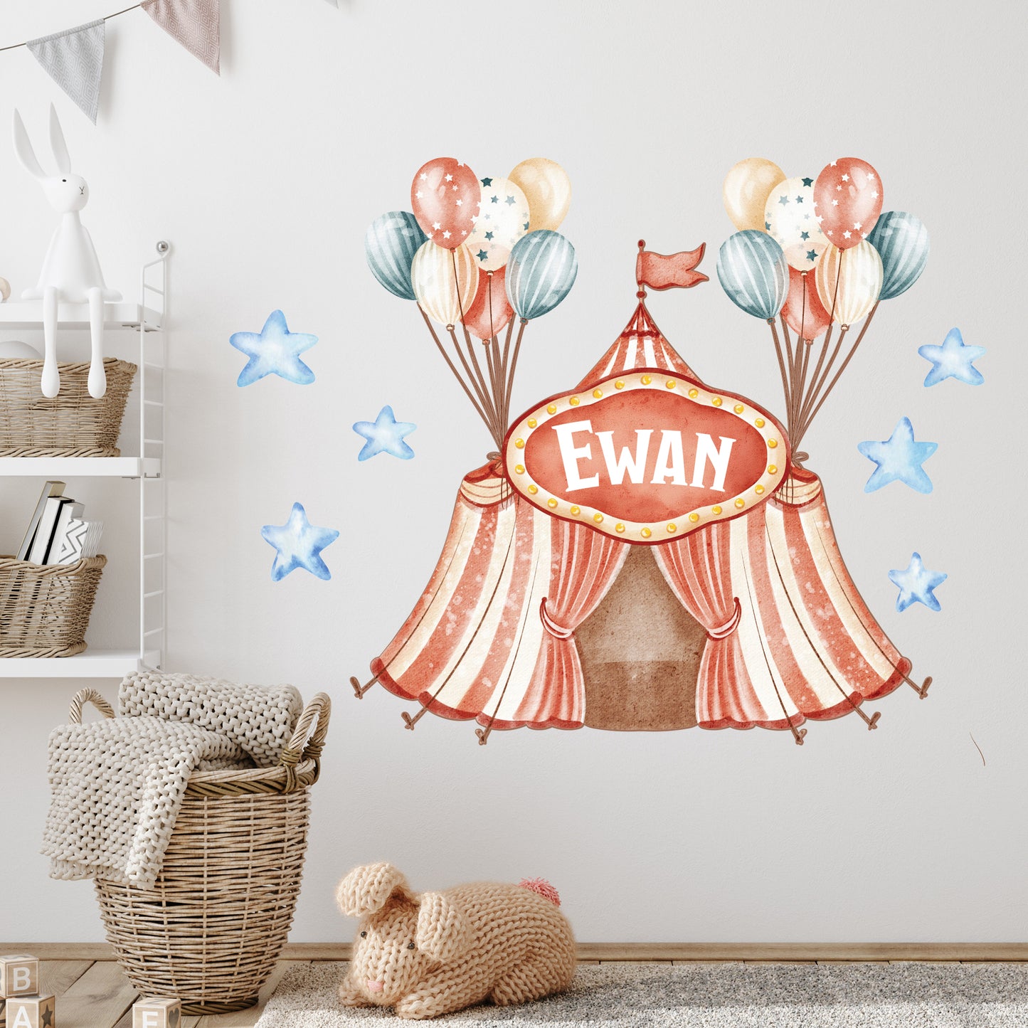 Circus Wall Sticker - Tent With Balloons Personalised Wall Art