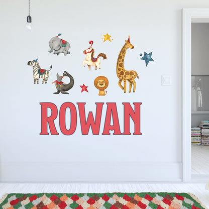Circus Wall Sticker - Circus Animals Personalised Name Wall Art