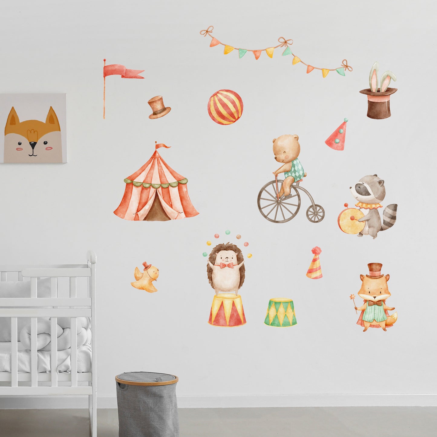 Circus Wall Sticker -  Woodland Circus Friends Decal Set Wall Art