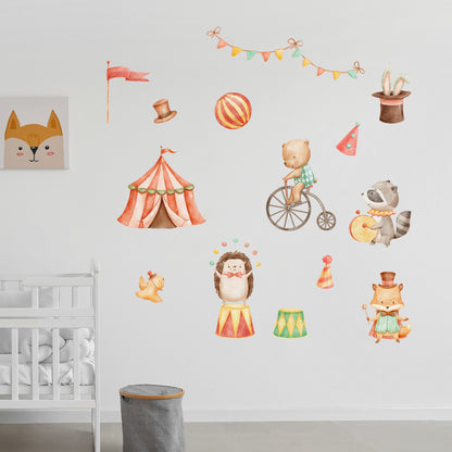 Circus Wall Sticker -  Woodland Circus Friends Decal Set Wall Art