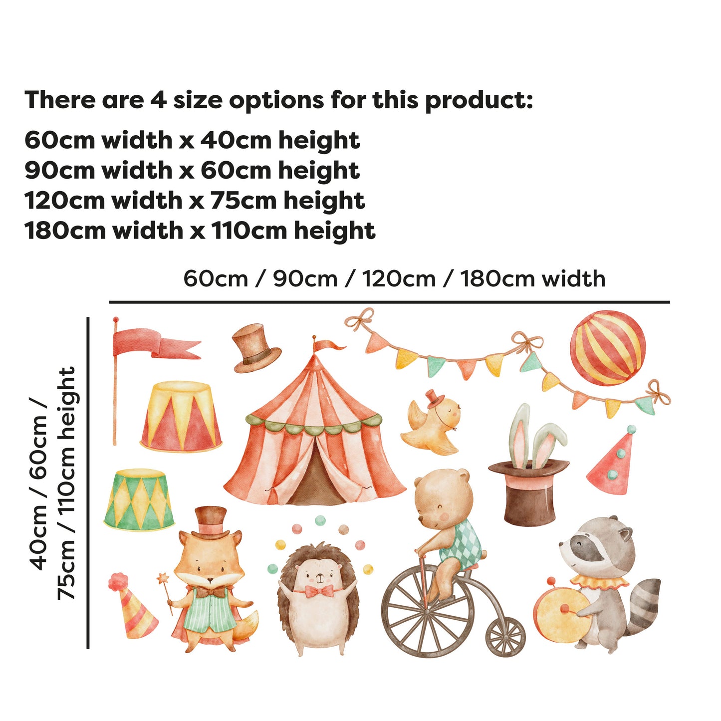 Circus Wall Sticker -  Woodland Circus Friends Decal Set Wall Art