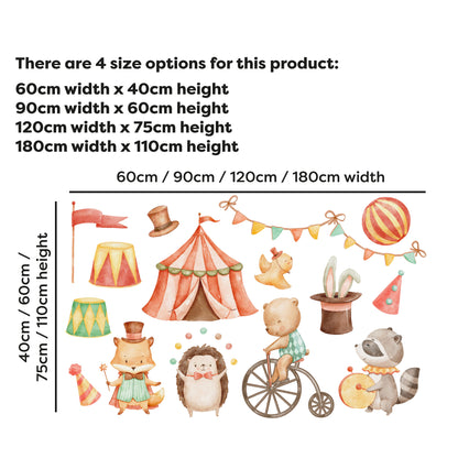 Circus Wall Sticker -  Woodland Circus Friends Decal Set Wall Art