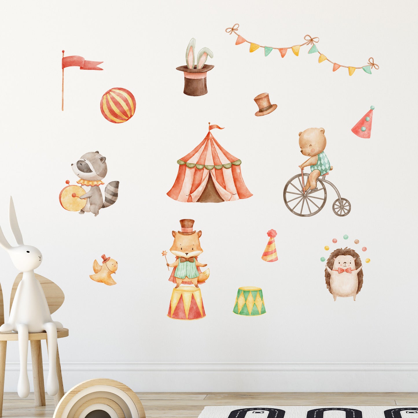 Circus Wall Sticker -  Woodland Circus Friends Decal Set Wall Art