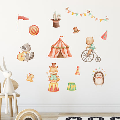 Circus Wall Sticker -  Woodland Circus Friends Decal Set Wall Art