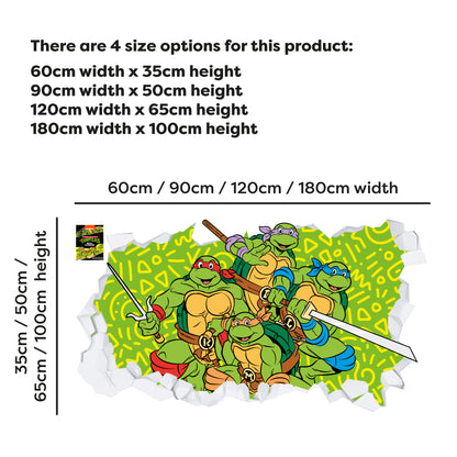 Teenage Mutant Ninja Turtles Wall Sticker - Group Broken Wall Decal TMNT Art