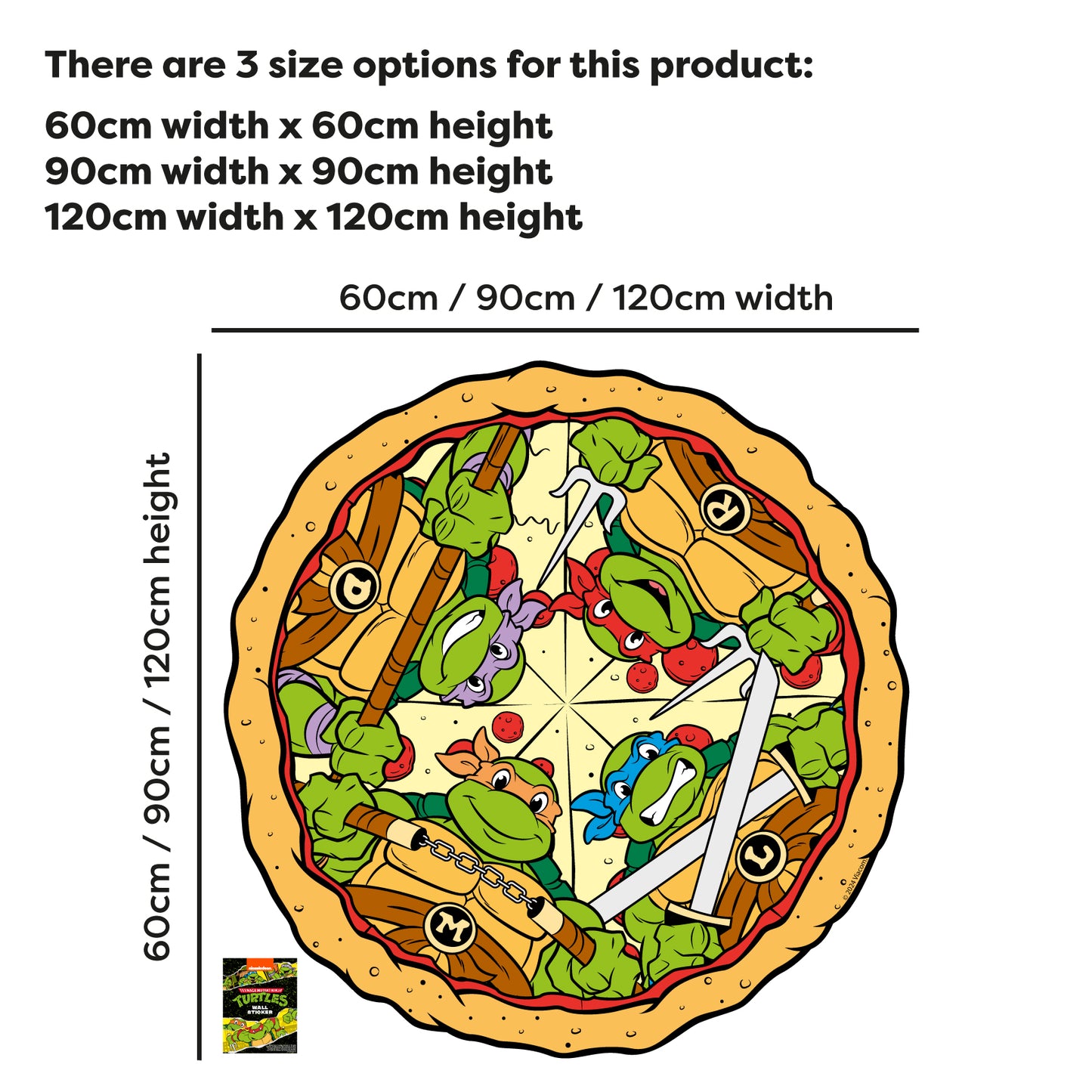 Teenage Mutant Ninja Turtles Wall Sticker - Group in Pizza Decal TMNT Art
