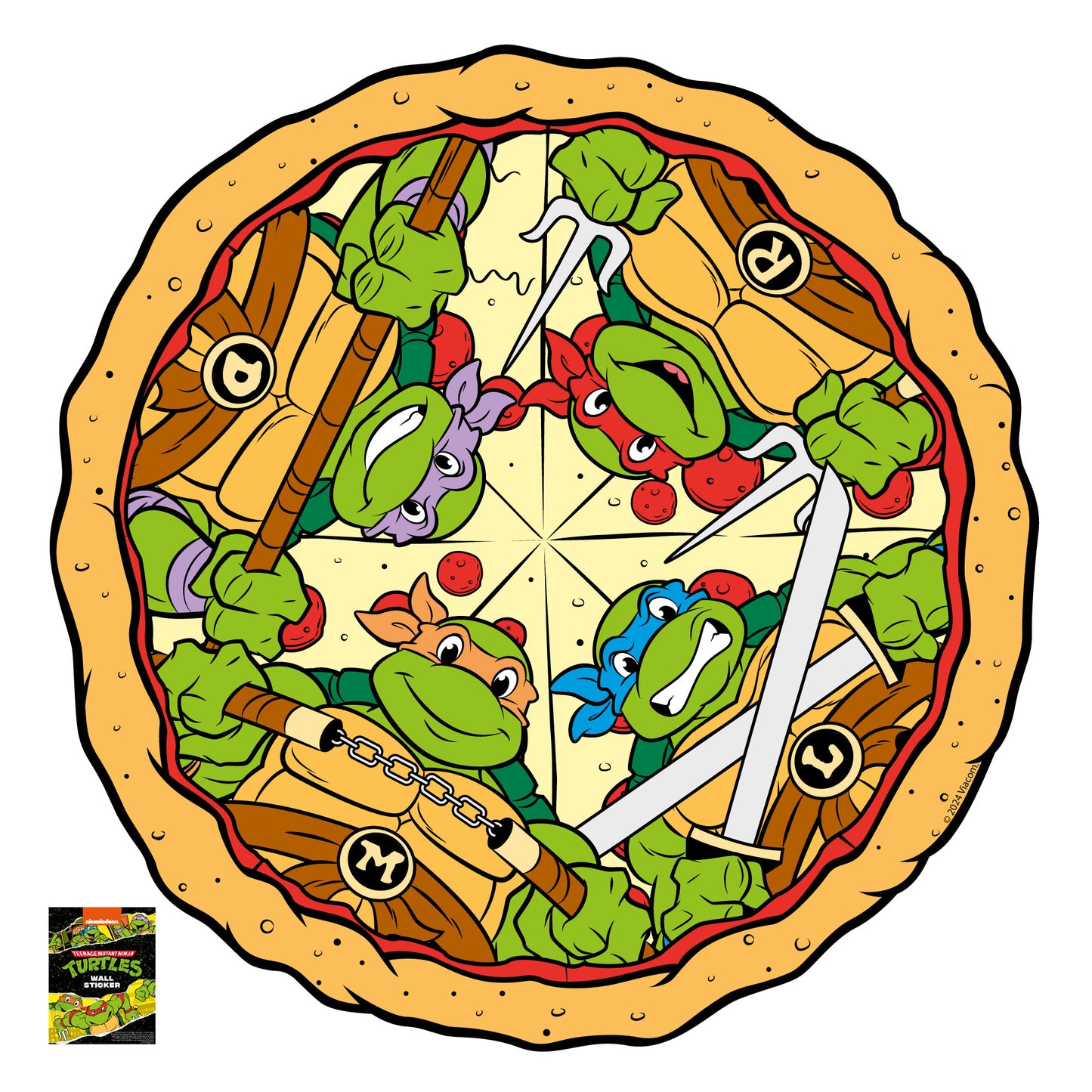 Teenage Mutant Ninja Turtles Wall Sticker - Group in Pizza Decal TMNT Art