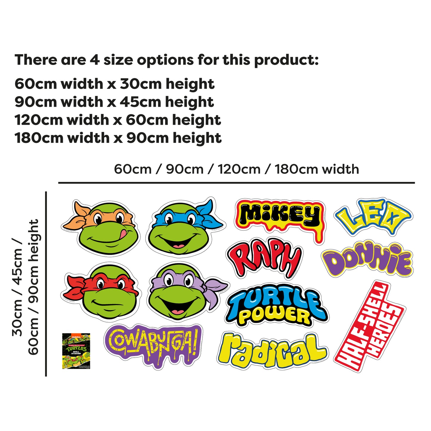 Teenage Mutant Ninja Turtles Wall Sticker - Classic Icons Decal Set TMNT Art