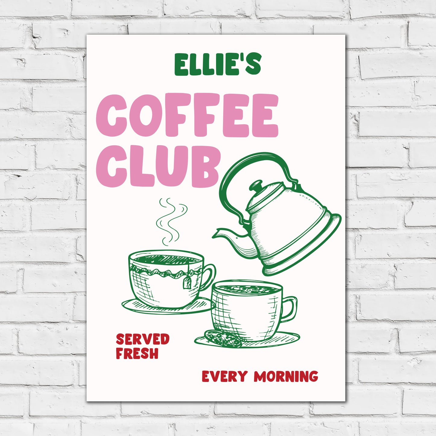 Kitchen Print - Coffee Club Personalised Poster Wall Art