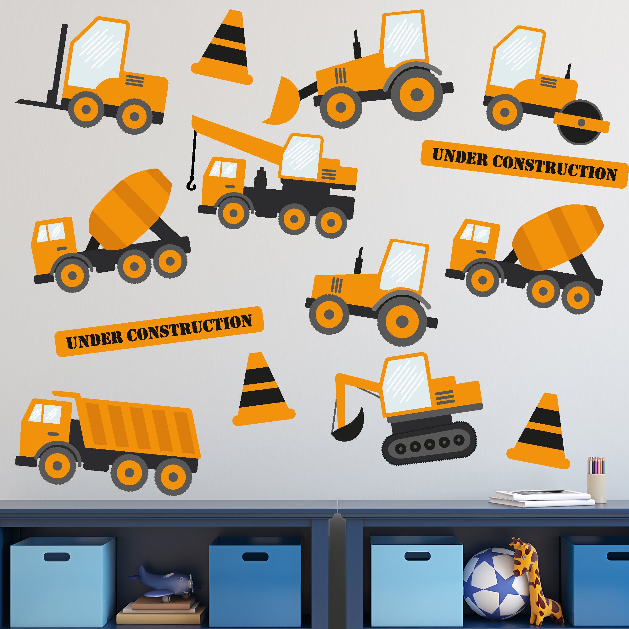 Construction Wall Sticker - Construction Trucks Decal Set – www.themed ...