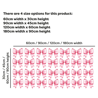 Pink Bows Wall Sticker - Set of 28 Bows Repeated Pattern Decal Set Wall Art
