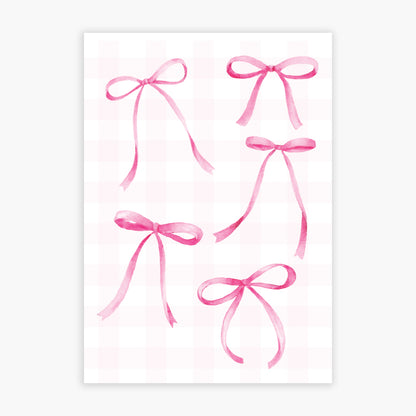 Pink Bows Print - Pink Gingham Bows Poster Wall Art