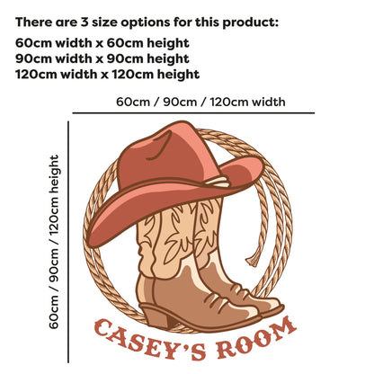 Cowgirl Wall Sticker - Cowboy Hat And Boots Personalised Wall Art