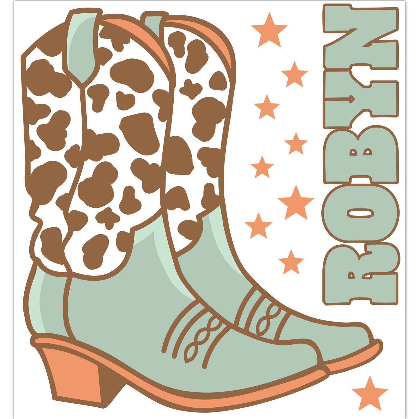 Cowgirl Wall Sticker - Blue Western Boots Personalised Wall Art