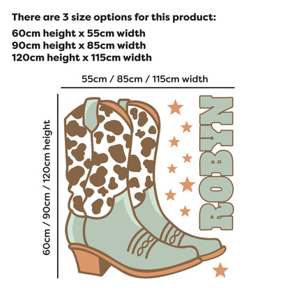 Cowgirl Wall Sticker - Blue Western Boots Personalised Wall Art