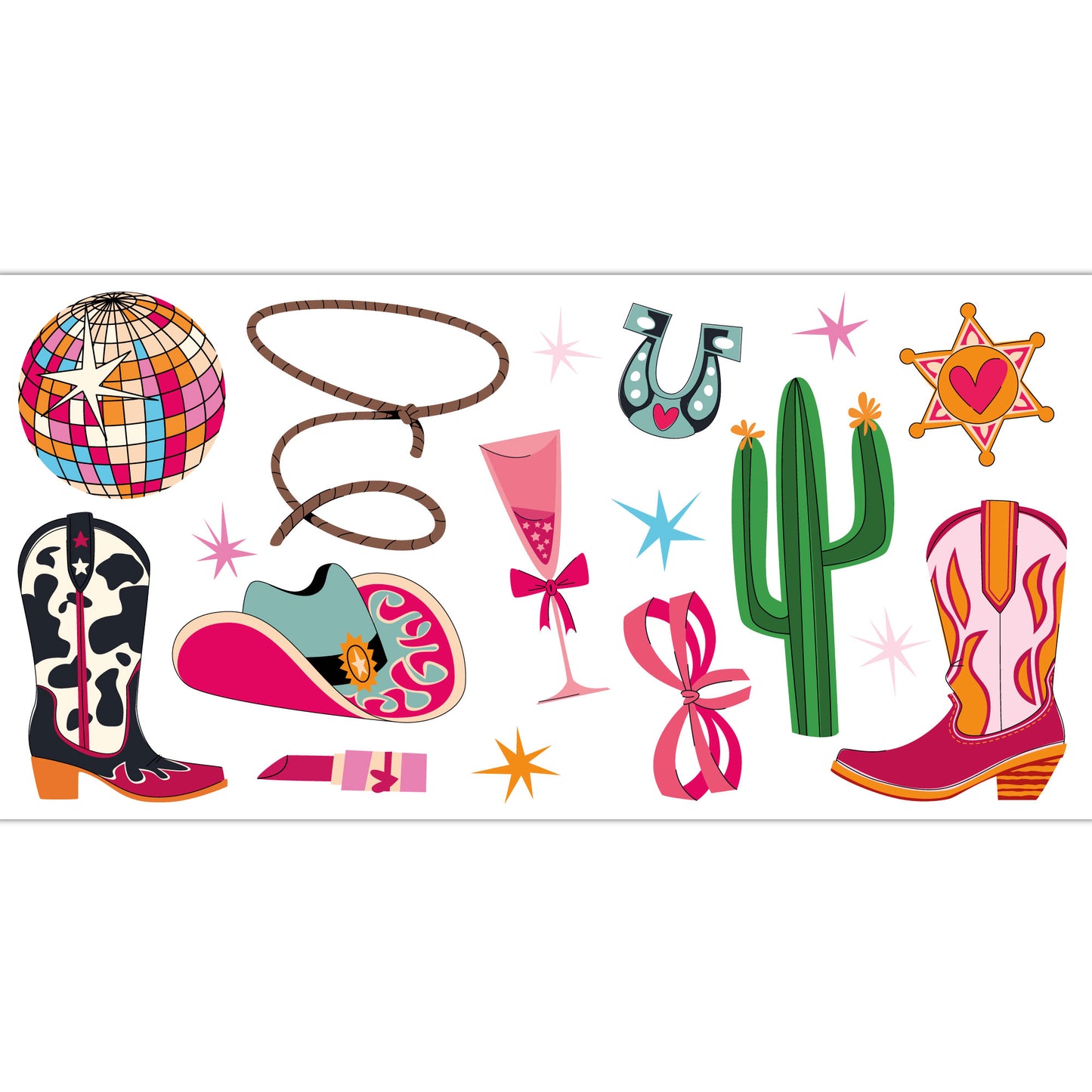 Cowgirl Wall Sticker - Disco Icons Decal Set Wall Art