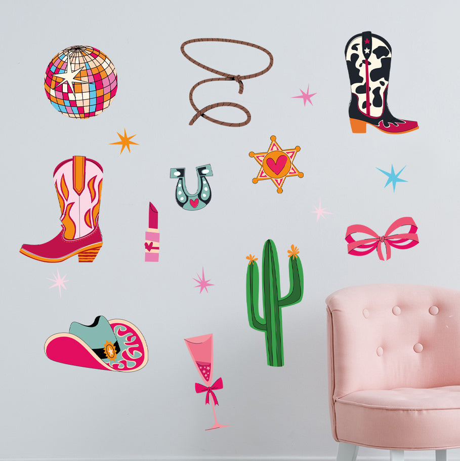 Cowgirl Wall Sticker - Disco Icons Decal Set Wall Art