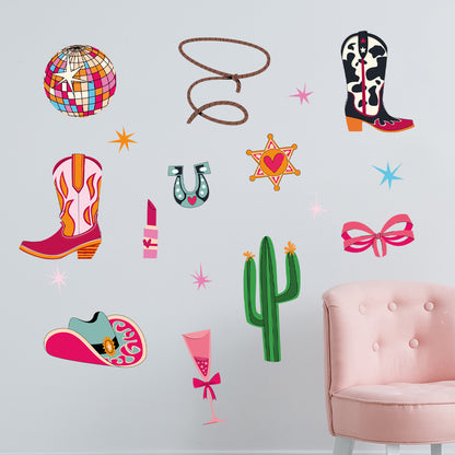 Cowgirl Wall Sticker - Disco Icons Decal Set Wall Art