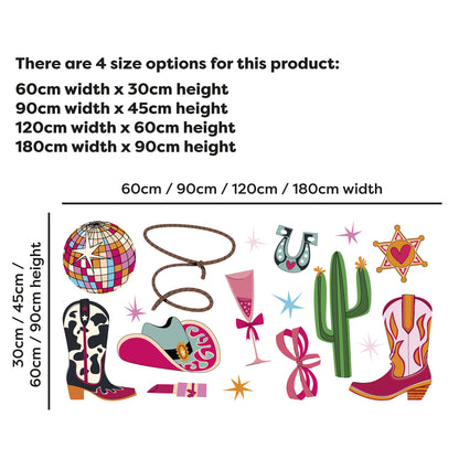 Cowgirl Wall Sticker - Disco Icons Decal Set Wall Art