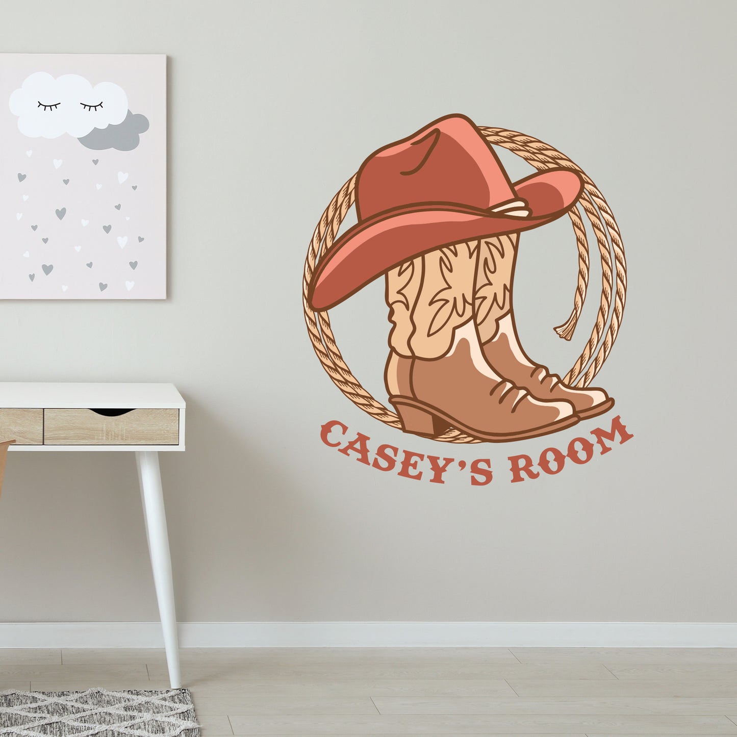 Cowgirl Wall Sticker - Cowboy Hat And Boots Personalised Wall Art