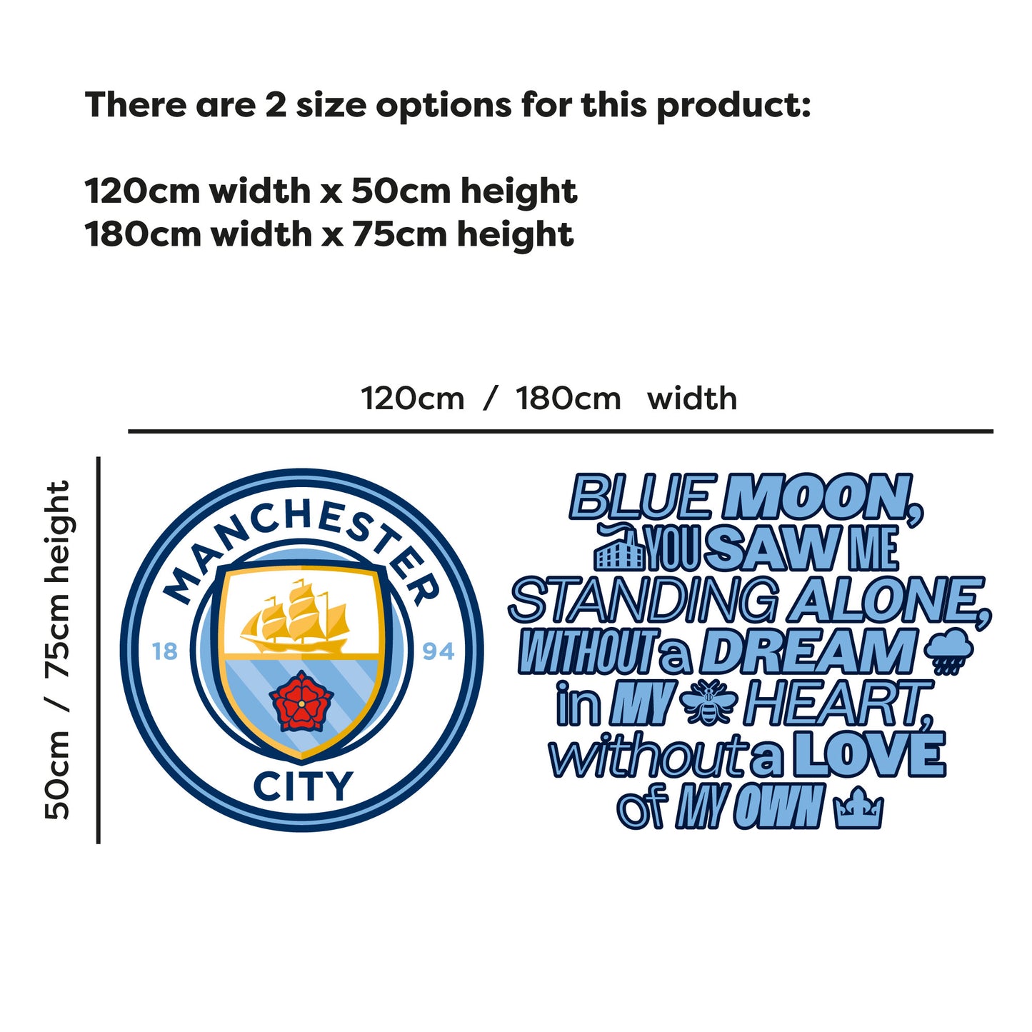 Manchester City Football Club - Blue Moon Song with Crest Wall Sticker