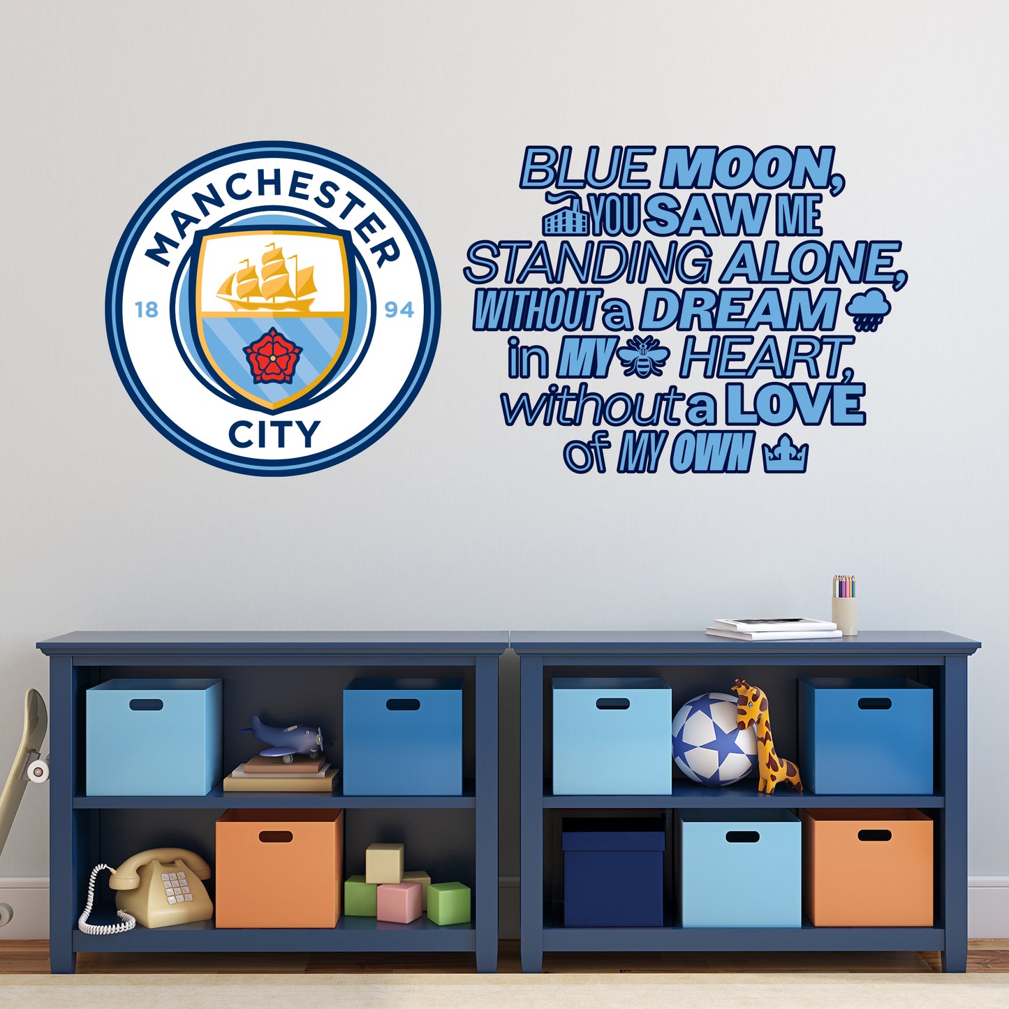 Manchester City Football Club - Blue Moon Song with Crest Wall Sticker