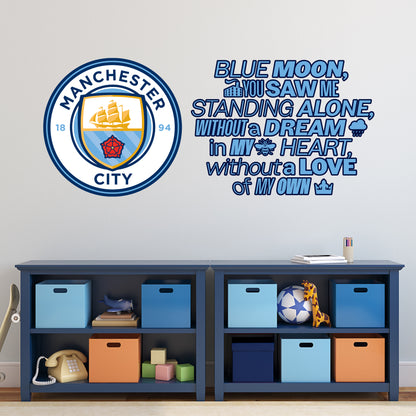 Manchester City Football Club - Blue Moon Song with Crest Wall Sticker