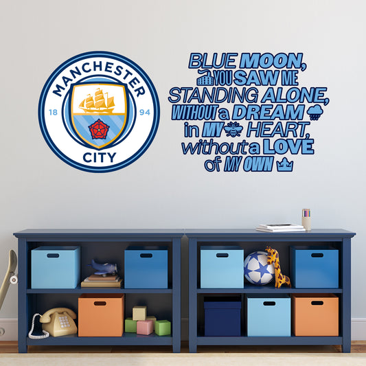 Manchester City Football Club - Crest & Blue Moon Song Wall Sticker