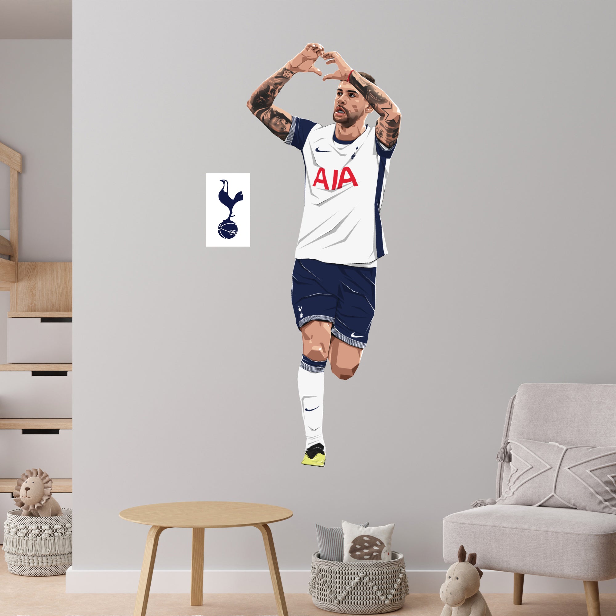 Tottenham Stickers Tottenham Hotspur FC - Cristian Romero 24-25 Illustration Wall Sticker ...