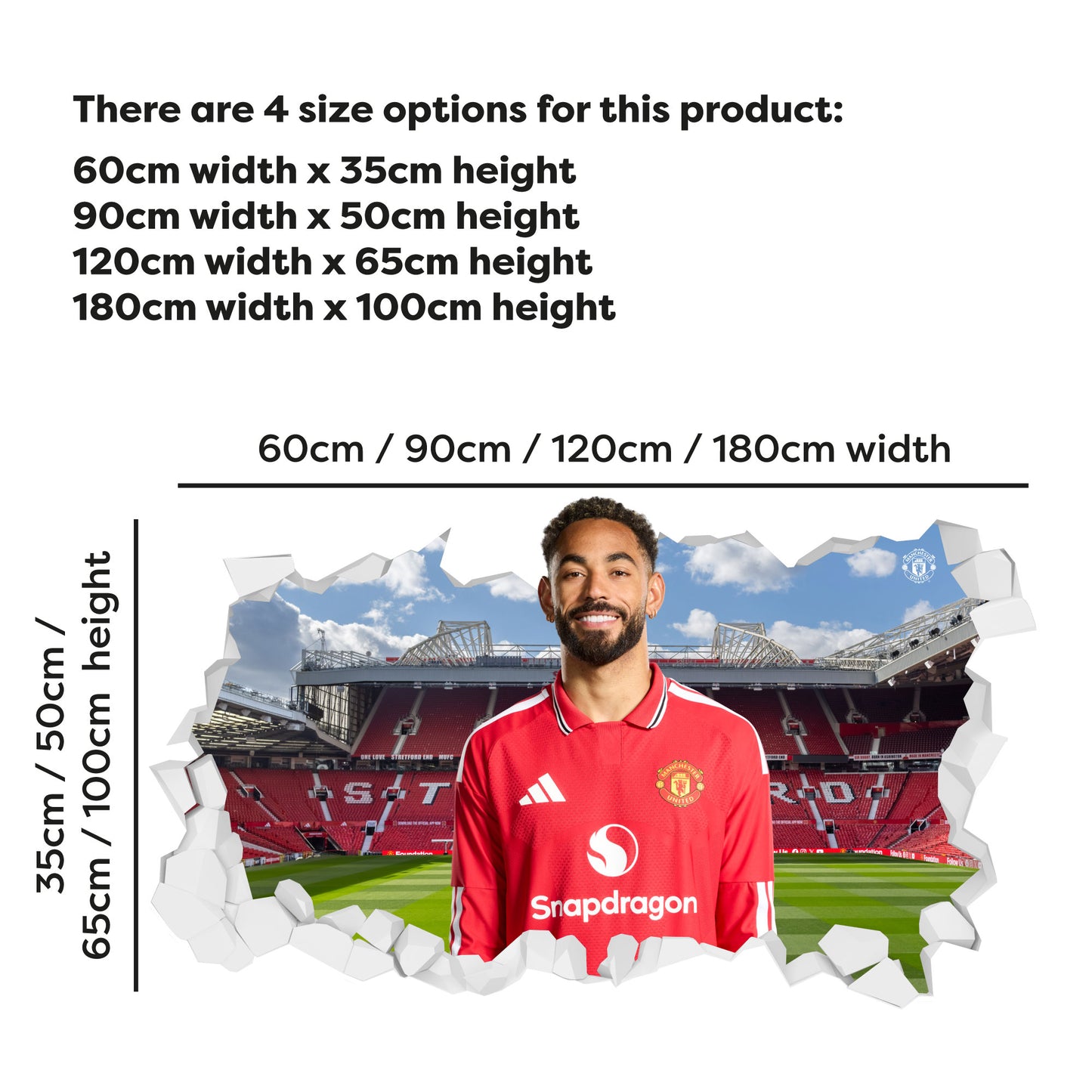Manchester United FC Wall Sticker - Matheus Cunha 26/27 Broken Wall Decal