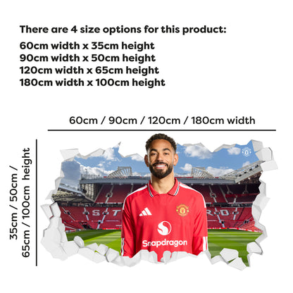 Manchester United FC Wall Sticker - Matheus Cunha 26/27 Broken Wall Decal