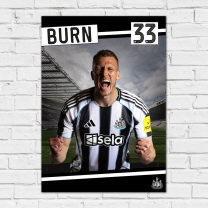 Newcastle United FC Print - Dan Burn 25/26 Core Poster Football Wall Art