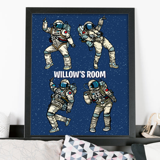 Space Wall Print - Dancing Astronauts Personalised Poster Wall Art