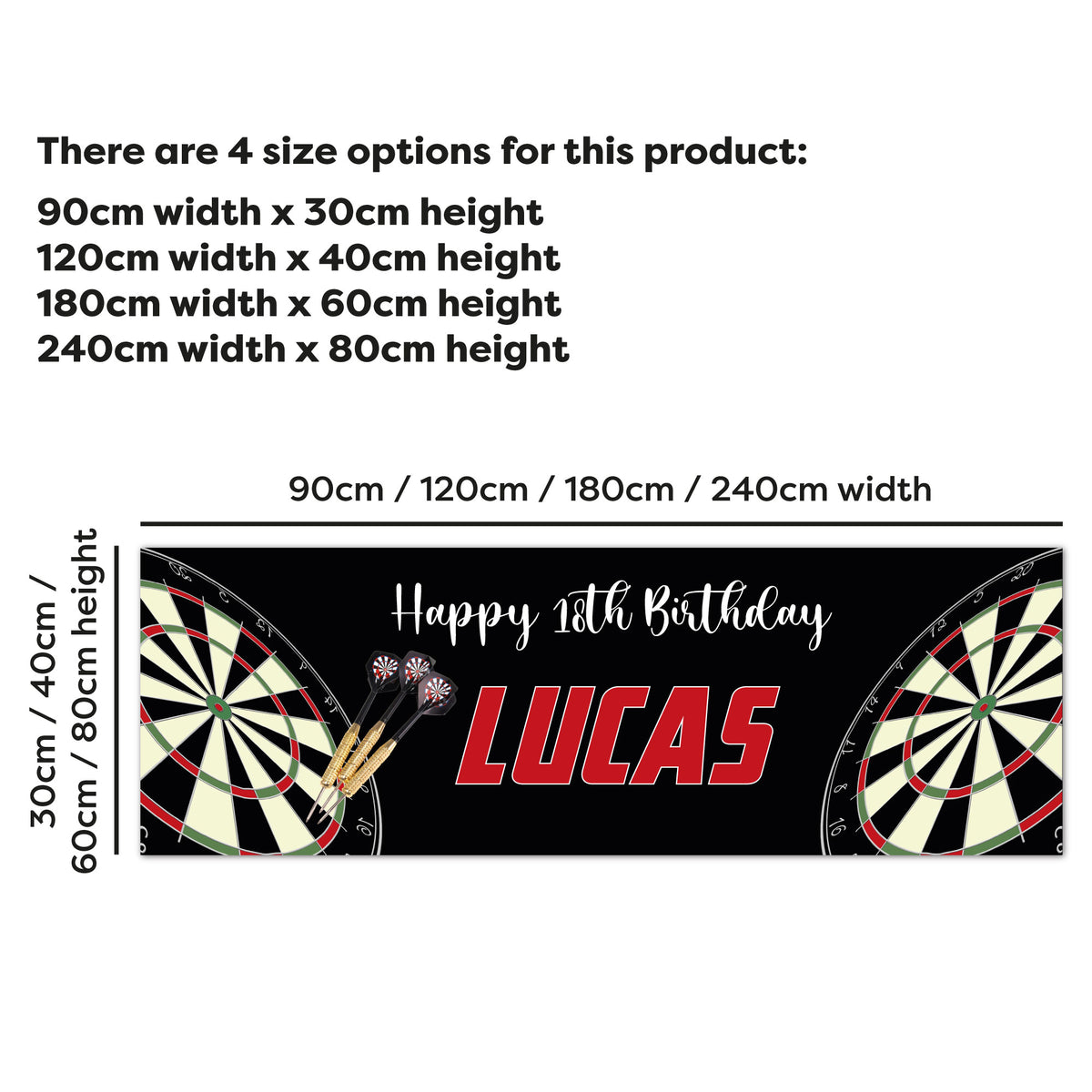 Darts Birthday - Black Dartboard Personalised Banner Wall Sticker
