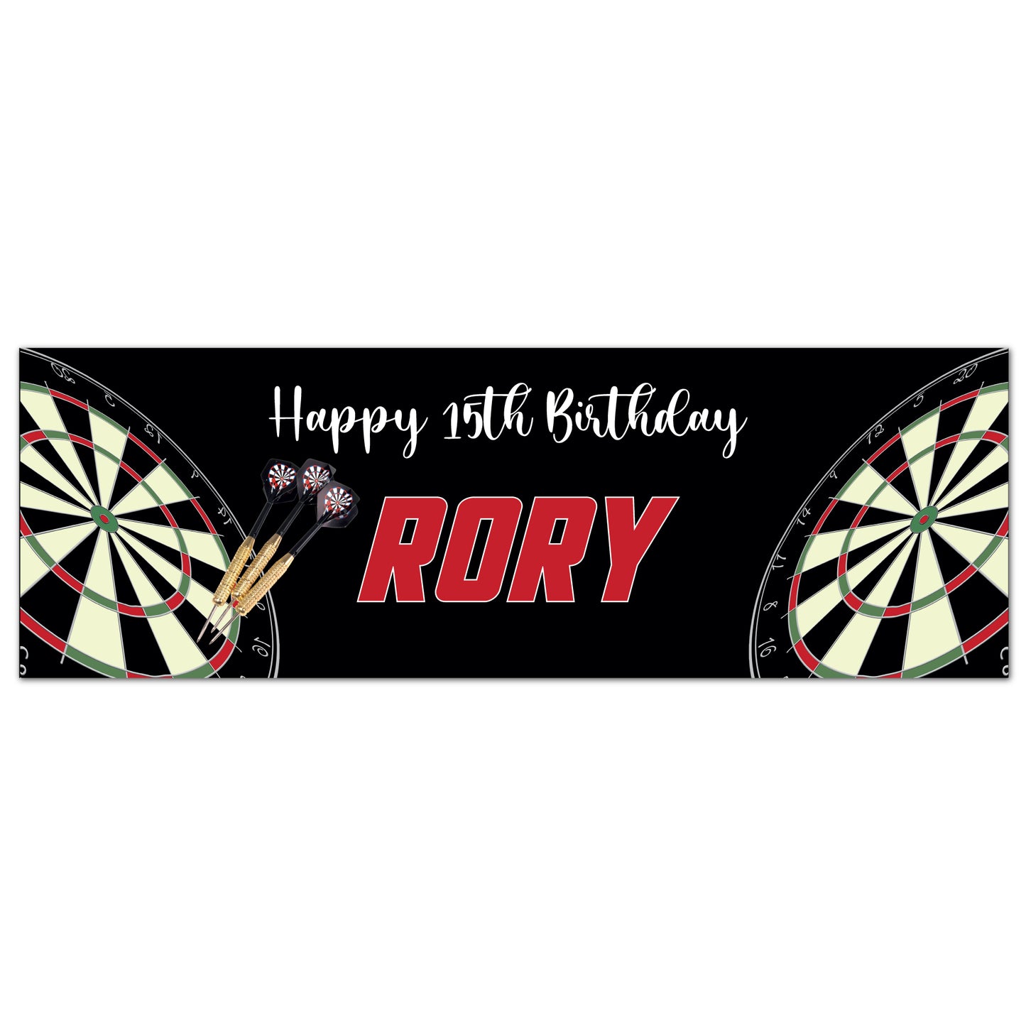 Darts Birthday - Black Dartboard Personalised Banner Wall Sticker