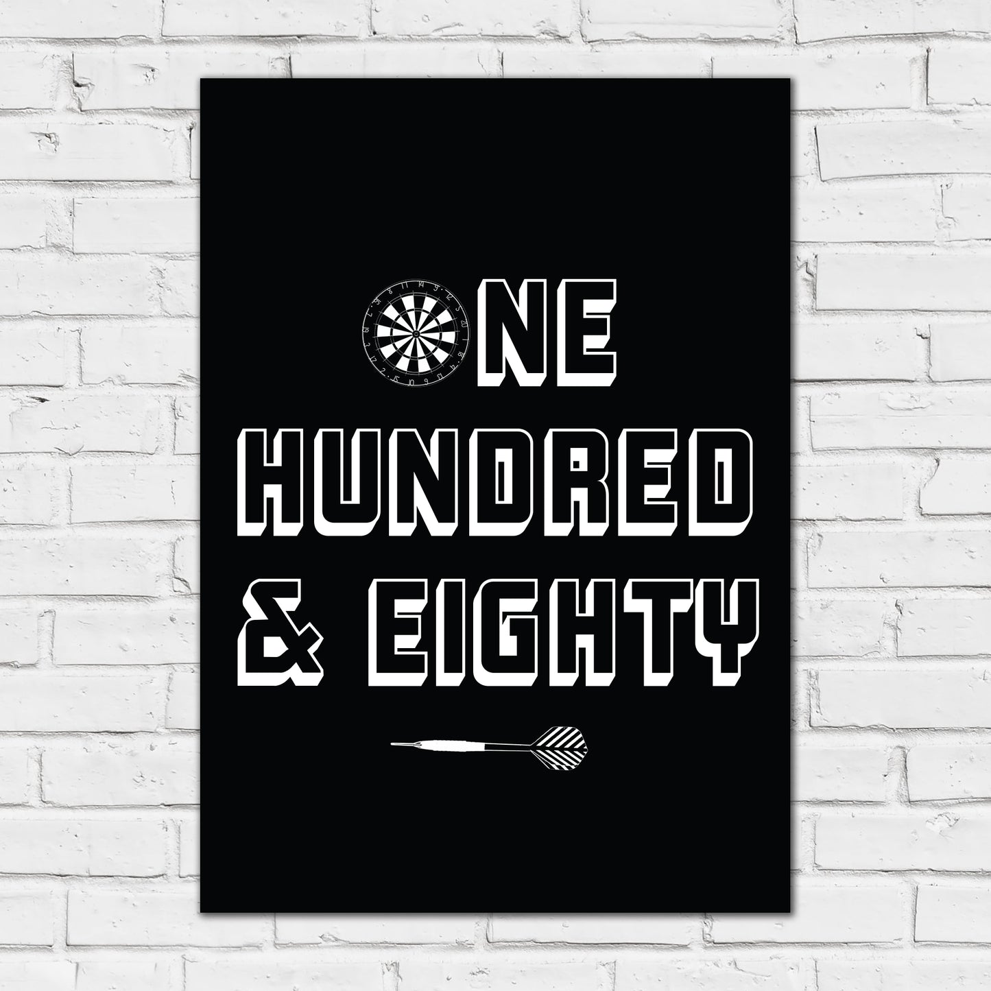 Darts Print - Black One Hundred And Eighty Poster Wall Art