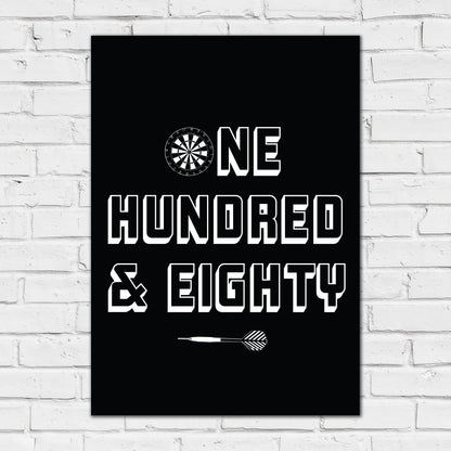 Darts Print - Black One Hundred And Eighty Poster Wall Art