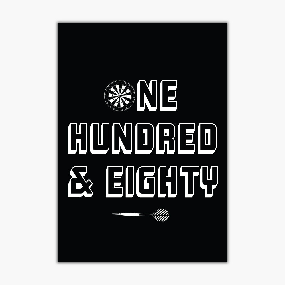 Darts Print - Black One Hundred And Eighty Poster Wall Art